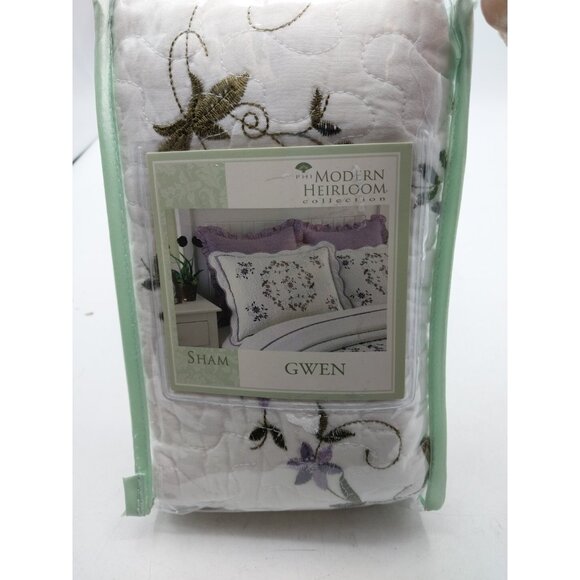 Modern Heirloom Sham Gwen Standard Floral Embroidered - Picture 1 of 8